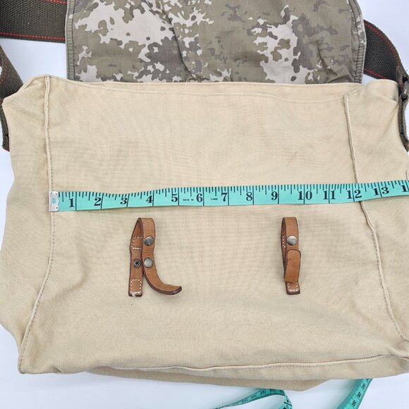 Y2K Old Navy Unisex Canvas Messenger Bag /w button closure One Size Cream/Beige - Picture 10 of 16